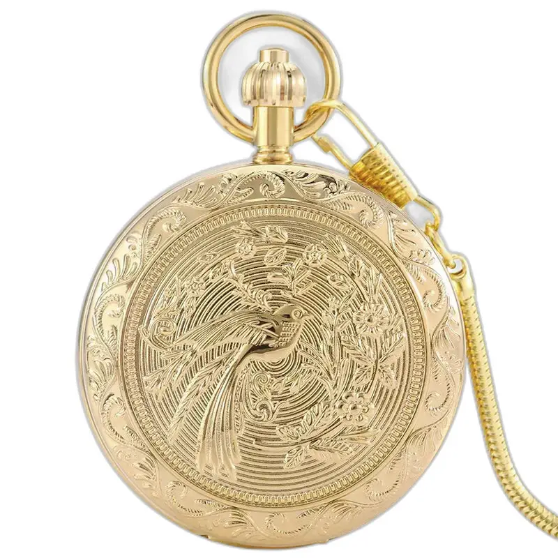 Golden Luxe Double Chasseur Pocket Watch, elegant utsmyckad guldklocka