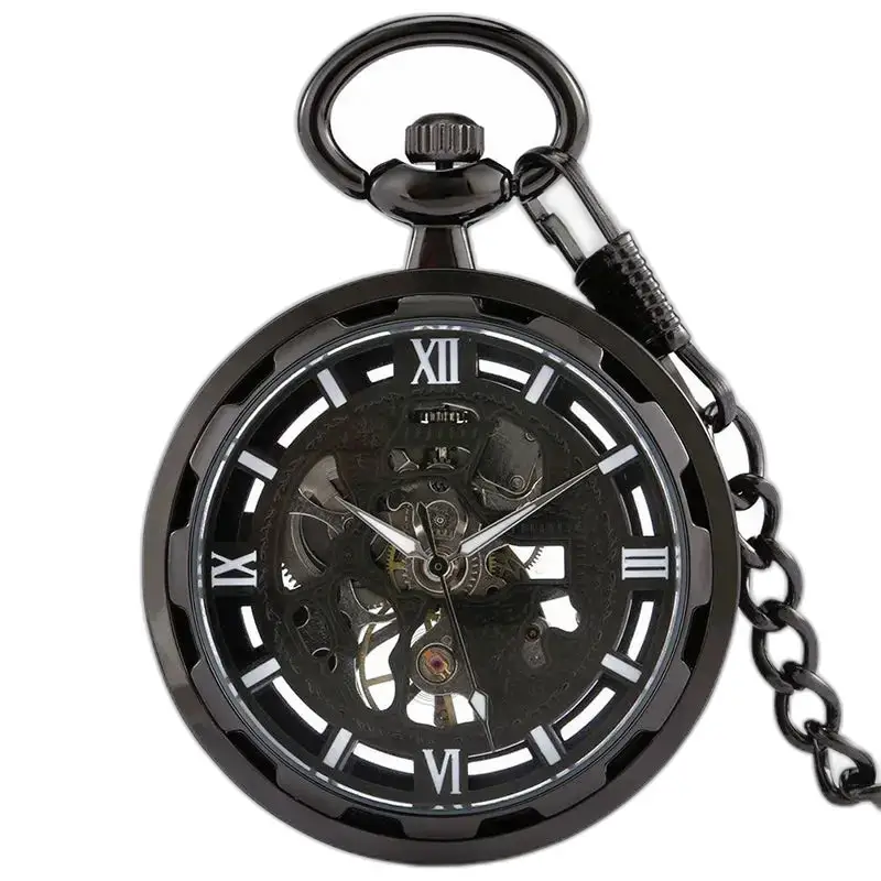 Black Dream Chic Mekanisk fickur med elegant svart skelett