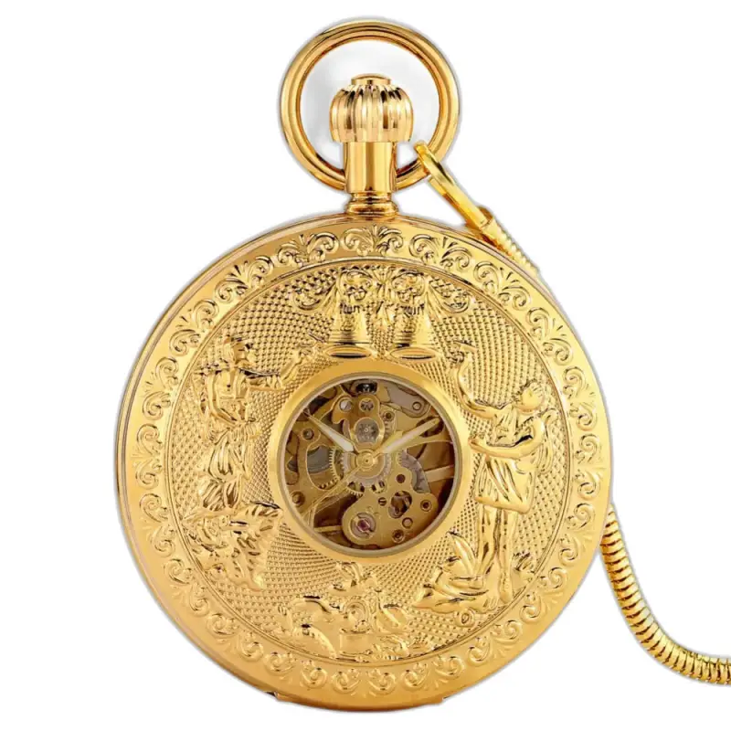 Golden Bell Luxe mekanisk fickur med elegant gulddesign