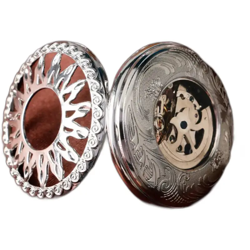 Golden Sun Mekanisk fickur Svart med silversoldesign