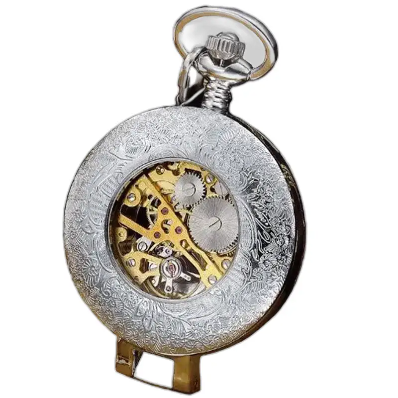 Silver fickur med blomgravyr och synligt skeletthjärta