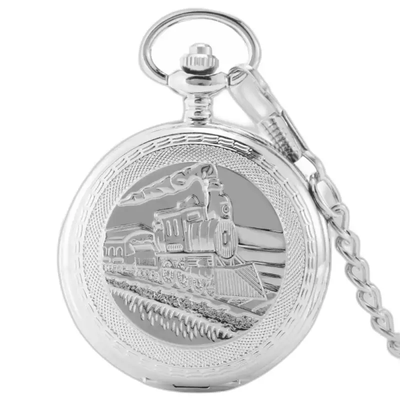 Regal Luxe Locomotive Mechanical Pocket Watch med silver lokomotiv mekanisk ficka