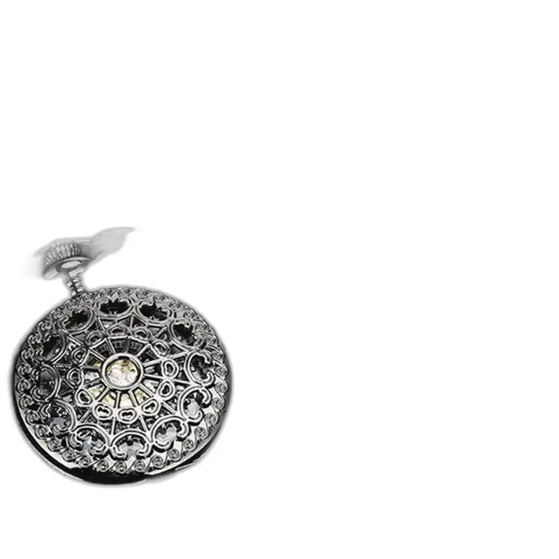 Steampunk lyxigt upprullat mekaniskt fickur med utsmyckat mekaniskt urverk