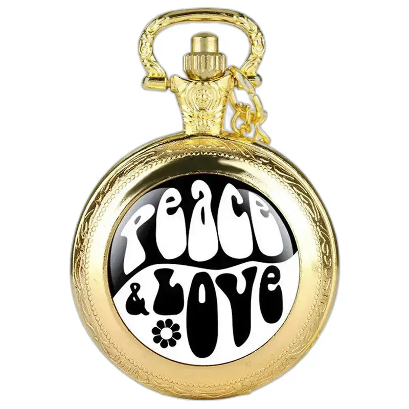 Guld fickur med Peace & Love design och elegant lång kedja