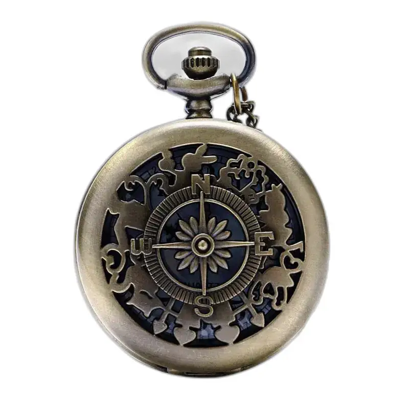 Vintage Style Compass Halsbandsklocka för män och kvinnor med en antik bronskompass