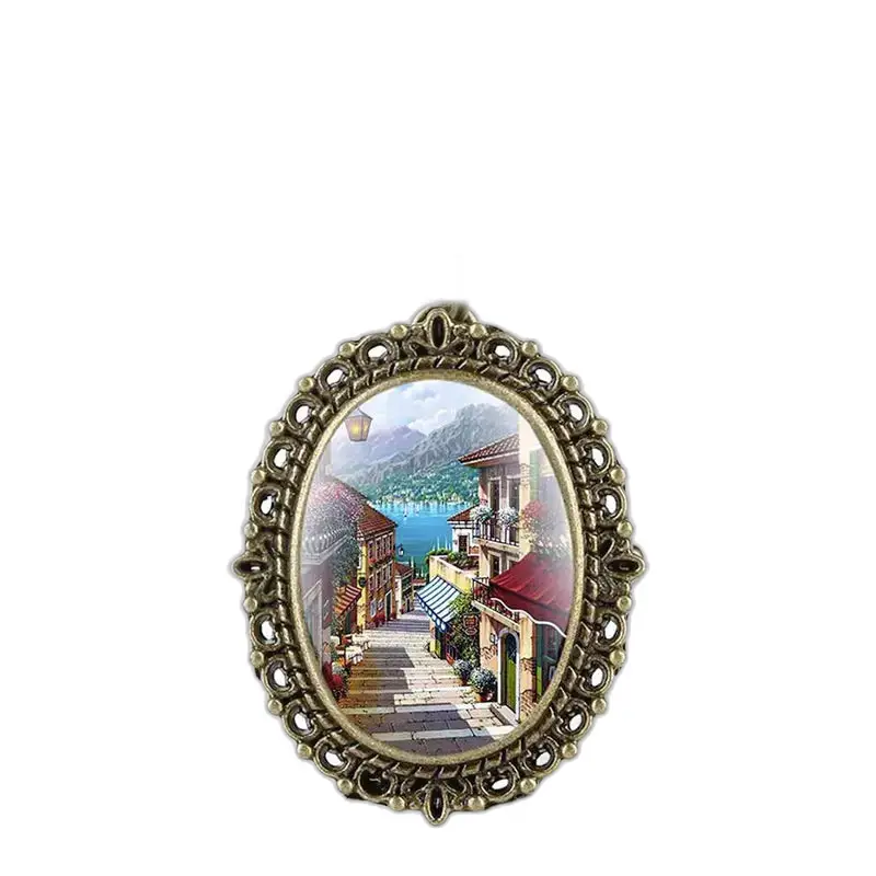 Oval Street Scen i rund brons Holidays Romance Halsband Watch