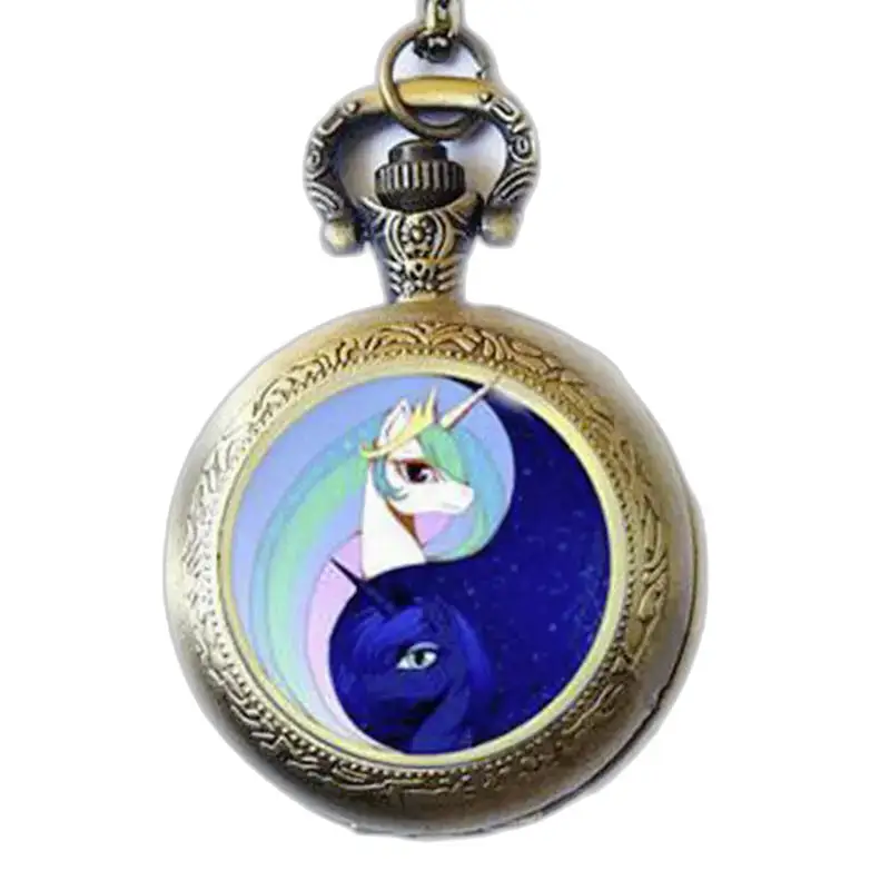 Brons och guld Unicorn Halsband Watch med brons unicorn yin-yang design