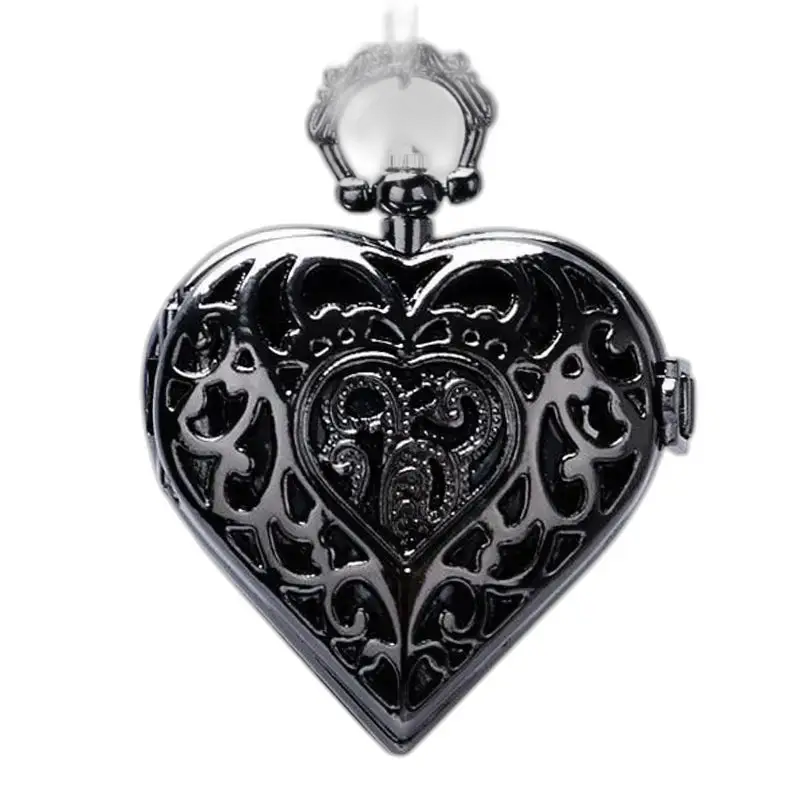 Svart silverhjärthänge från Watch Necklace Pendant för en elegant look