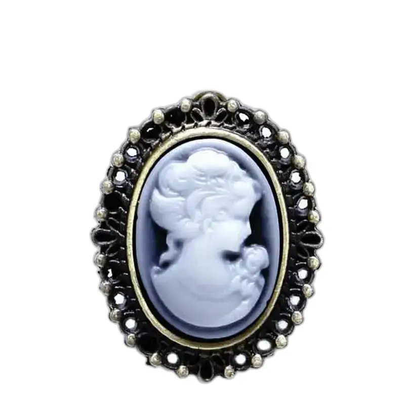 Oval Cameo brosch med utsmyckade metall för Watch Halsband hänge Elegant