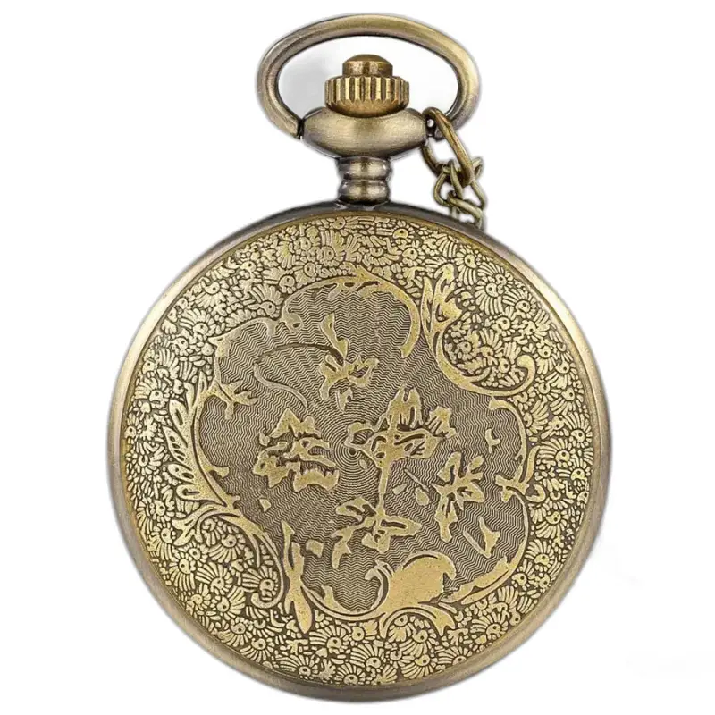 Bronze Fancy Quartz Necklace Watch visar ett utsmyckat brons fickur