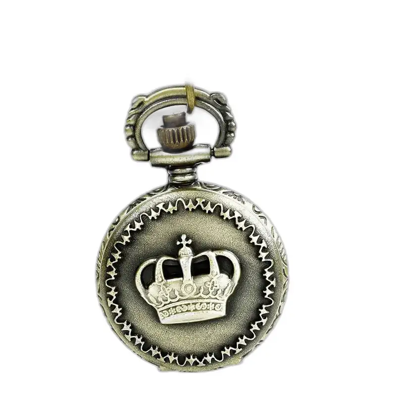 Royal Crown Vintage brons halsbandsklocka med antik krona utsmyckad fickur