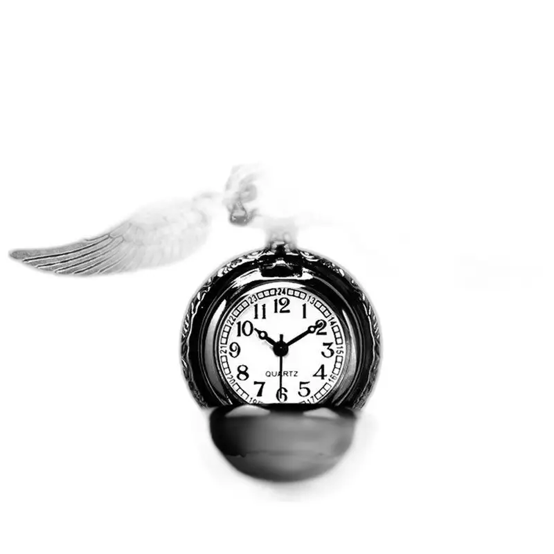Retro Golden Snitch Halsbandsklocka i bronsguldsvart med elegant bevingad halsbandsklocka