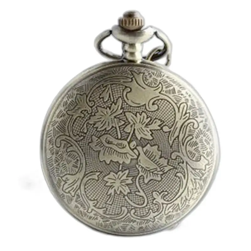 Vintage silver Collier klocka prydd med eleganta blommiga detaljer