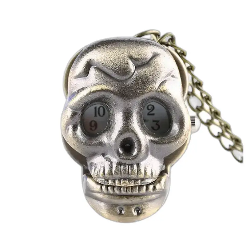 Vintage Gothic Skull Halsband klocka med kedja för män kvinnor
