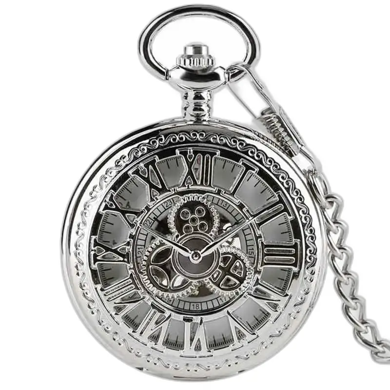 Lyxig Silver Diamond Gusset fickur med kedja, elegant skelettdesign