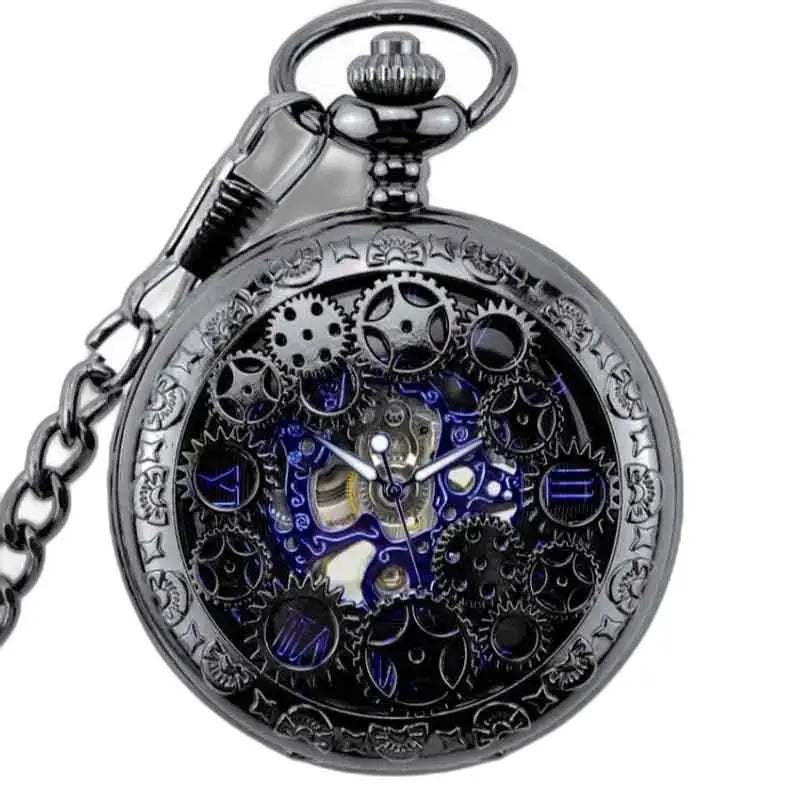 Steampunk Chrome Pocket Watch med en elegant gunmetallfinish
