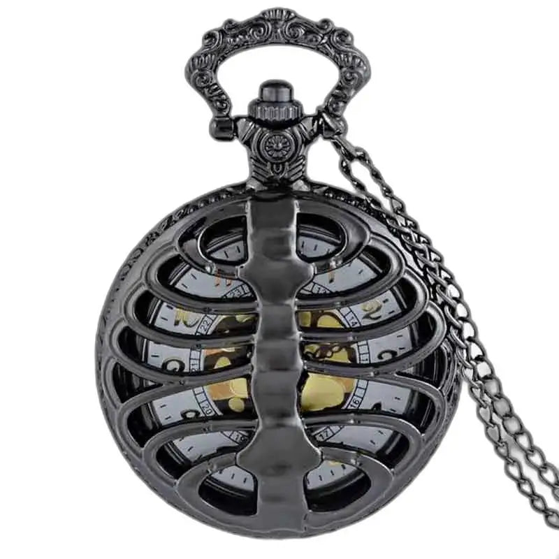 Steampunk Palladium Fickur med svart skelett-ribbor