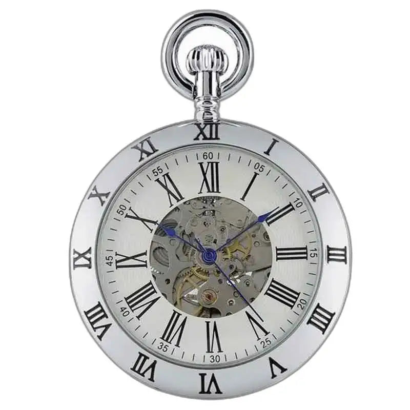 Elegant Silver Stone Luxury Fick Watch med romerska siffror på silverbakgrund