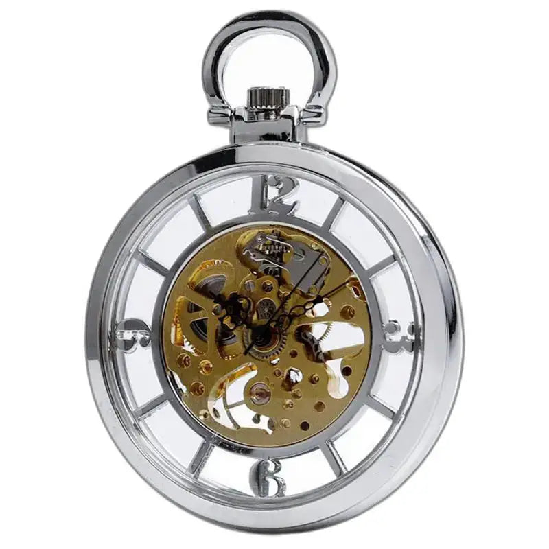 Skeleton Fick Watch med manuell upprullning och Silver Metal Skeleton Urtavla