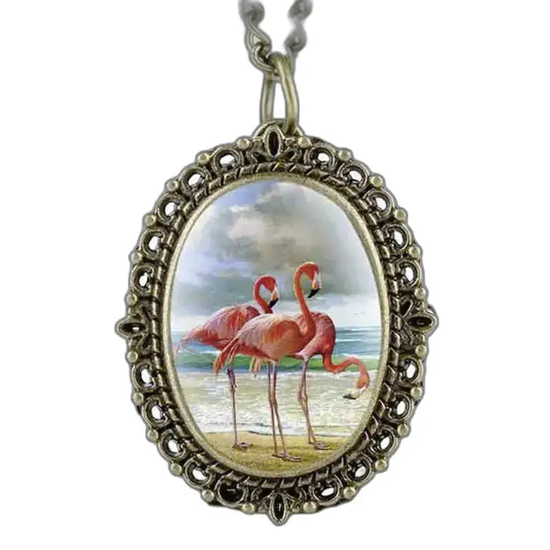 Flamingohänge på flamingoklocka med elegant bronsboett