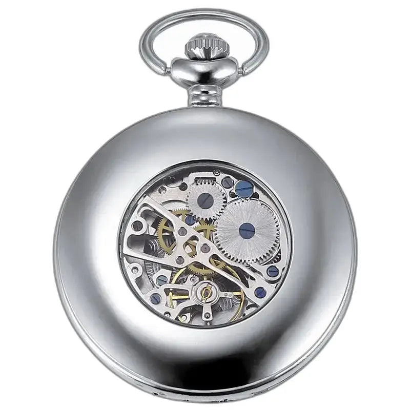 Lyxig blå fickur Mechanical Movement med silverfodral