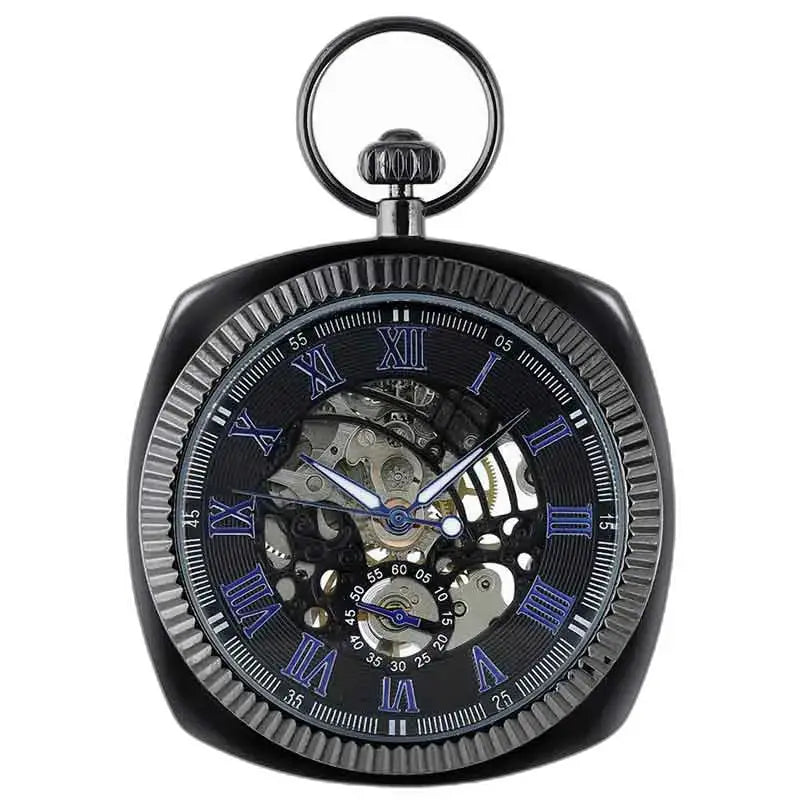 Elegant modern fickur för män med en skeletoniserad svart urtavla