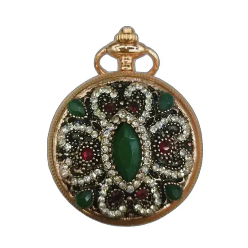 Guldhänge prydd med ädelstenar för Classic Automatic Gold Pocket Watch för kvinnor