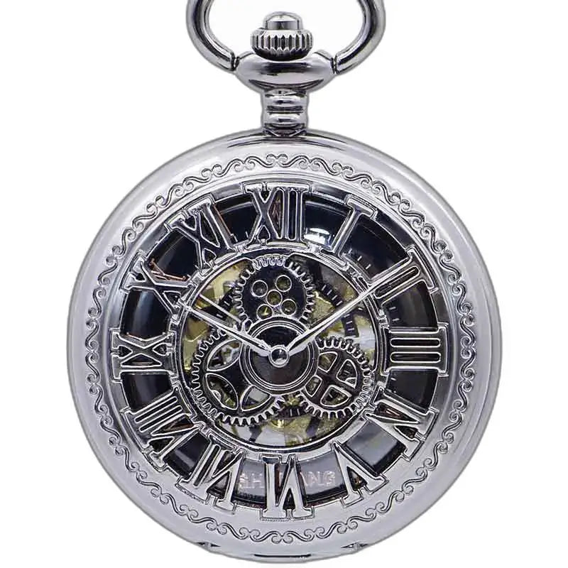 Steampunk fickur med kuggar, elegant silverfickur