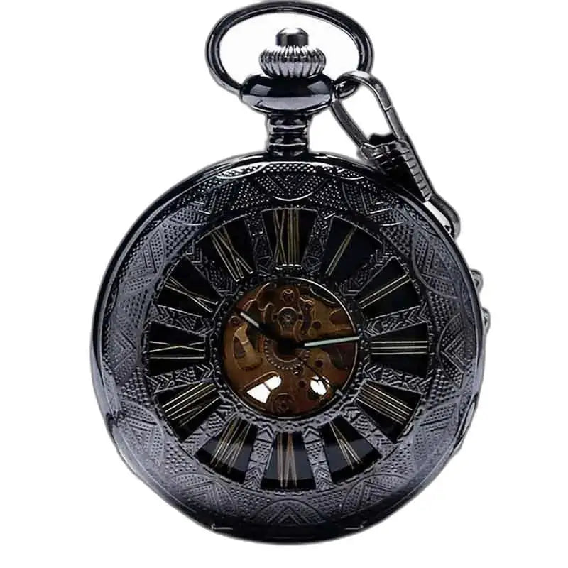 Futuristisk vintage Steampunk fickur med antik svart fickur