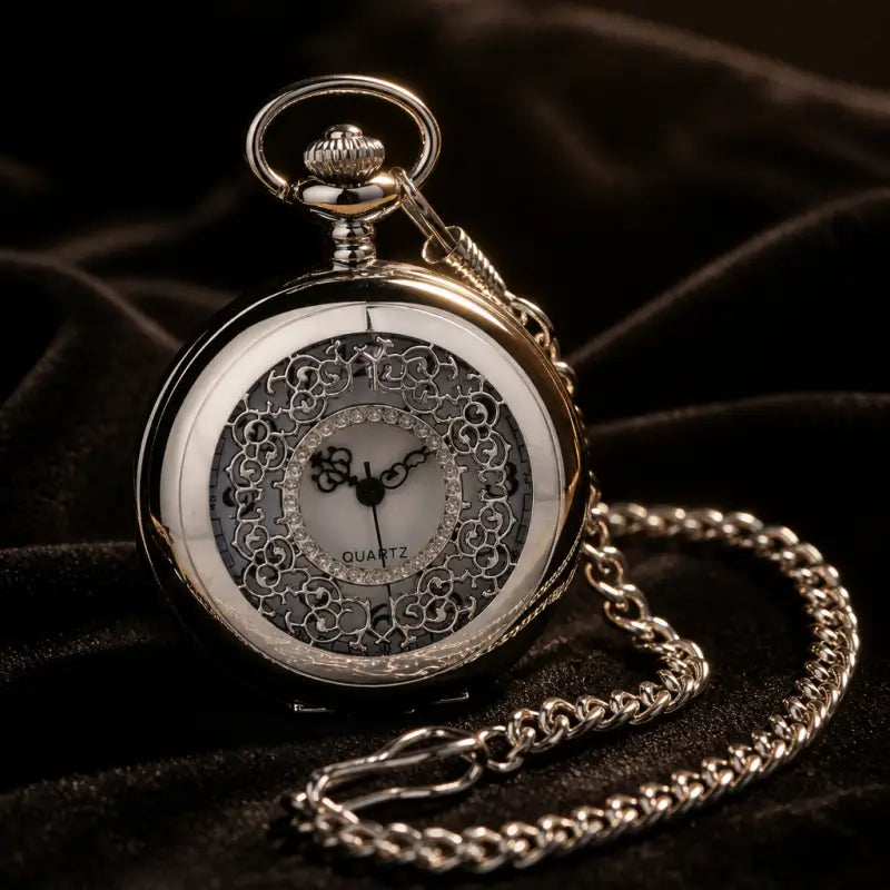 Kvinnor Silver Heart Quartz Pendant Watch