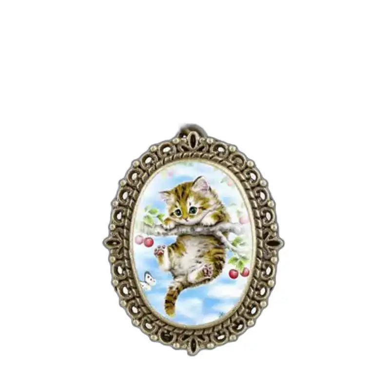 Brons Kitty Kitten hänge med elegant oval design för hängande klocka
