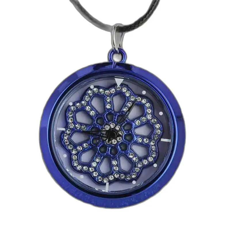 Chic och raffinerad Azure Flower Pendant Watch, hängande klocka med blommig design
