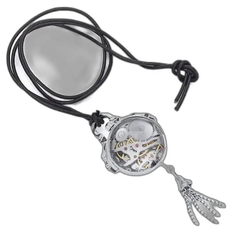 Vintage silver brons hängande klocka för kvinnor med elegant skelettdesign