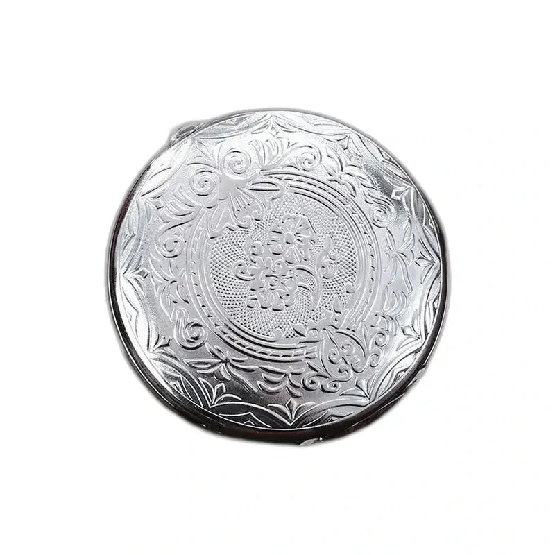 Graverat automatiskt fickur för män - silver hunter lock graverat med blommotiv, stängt