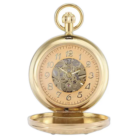 Montre à Gousset Double Chasseur Golden Luxe avec un design doré élégant