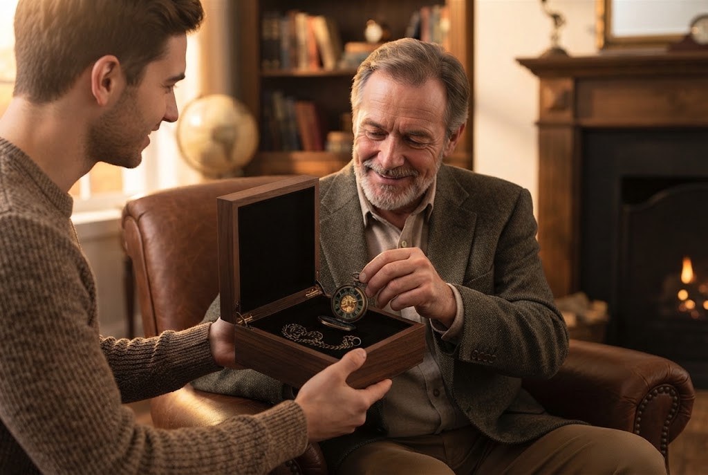 Montre à Gousset Mécanique Gravée Homme - Un cadeau qui étonne