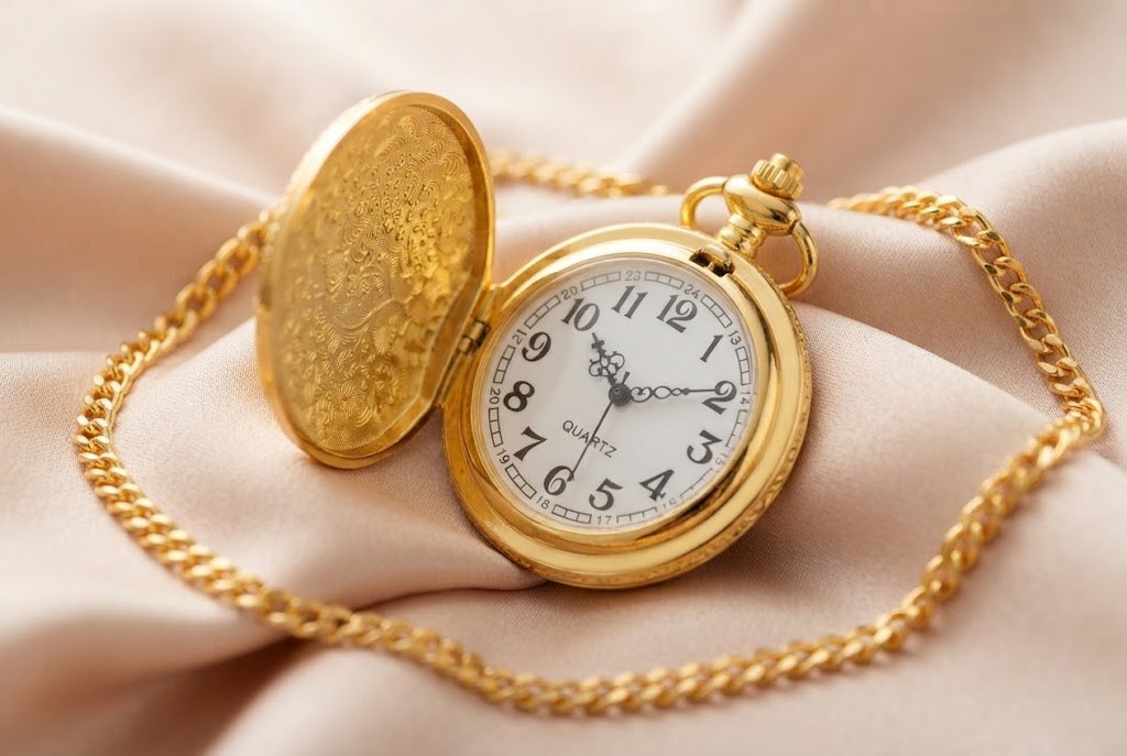 Montre à Gousset Quartz Collier Femme Élégante - Doré brillant, cadran lisible